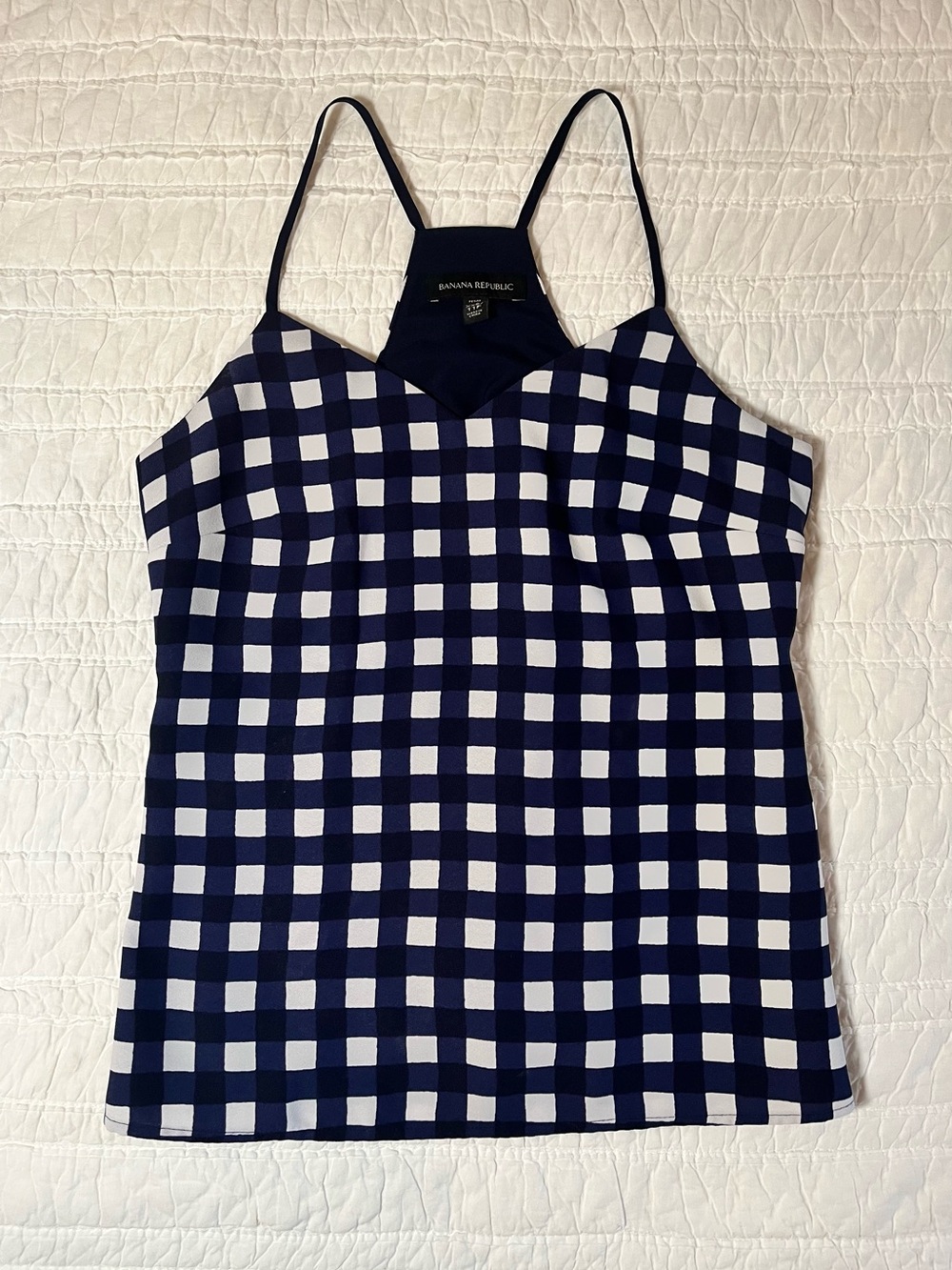Banana Republic Navy Gingham Racerback Camisole Top - XXS Petite